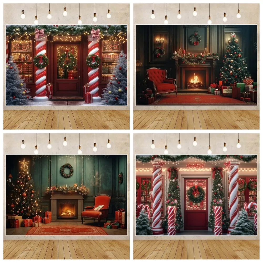 

Winter Christmas wreath toy store theme photography Backdrop, Christmas party children's family photo shooting studio background