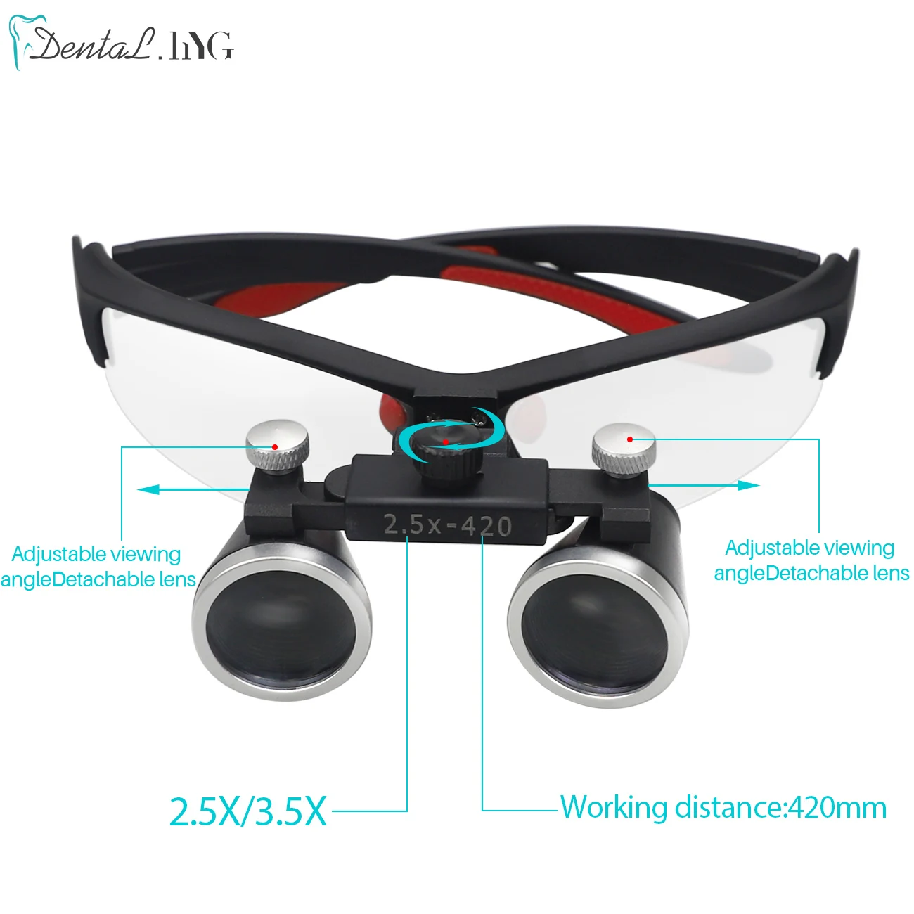 Dental Loupes 2.5/3.5X Magnifier Lab Medical Magnification Binocular Magnifier Headlight Headlamp 5W Seperately Cloth Packaging