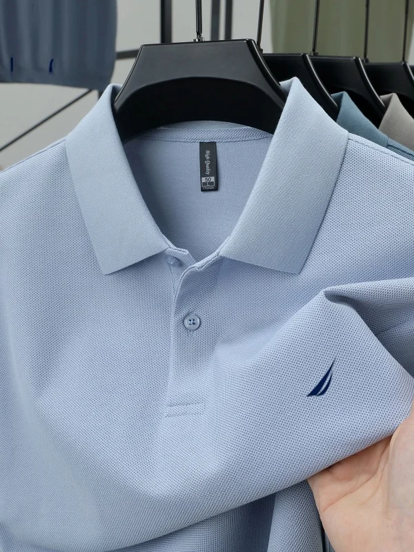 Camisa  Masculina Nautica de Manga Curta, Verão, Algodão Puro, Brilho de Seda, Casual de Alta Qualidade, Camiseta de Meia...