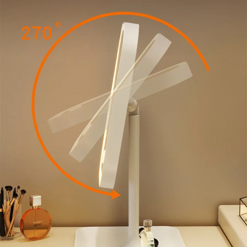 New LED Modern Desktop Vanity Mirror Portable 3 Color Light LED Makeup Touch Mirror for Women Bedroom Dressing Use - view 5