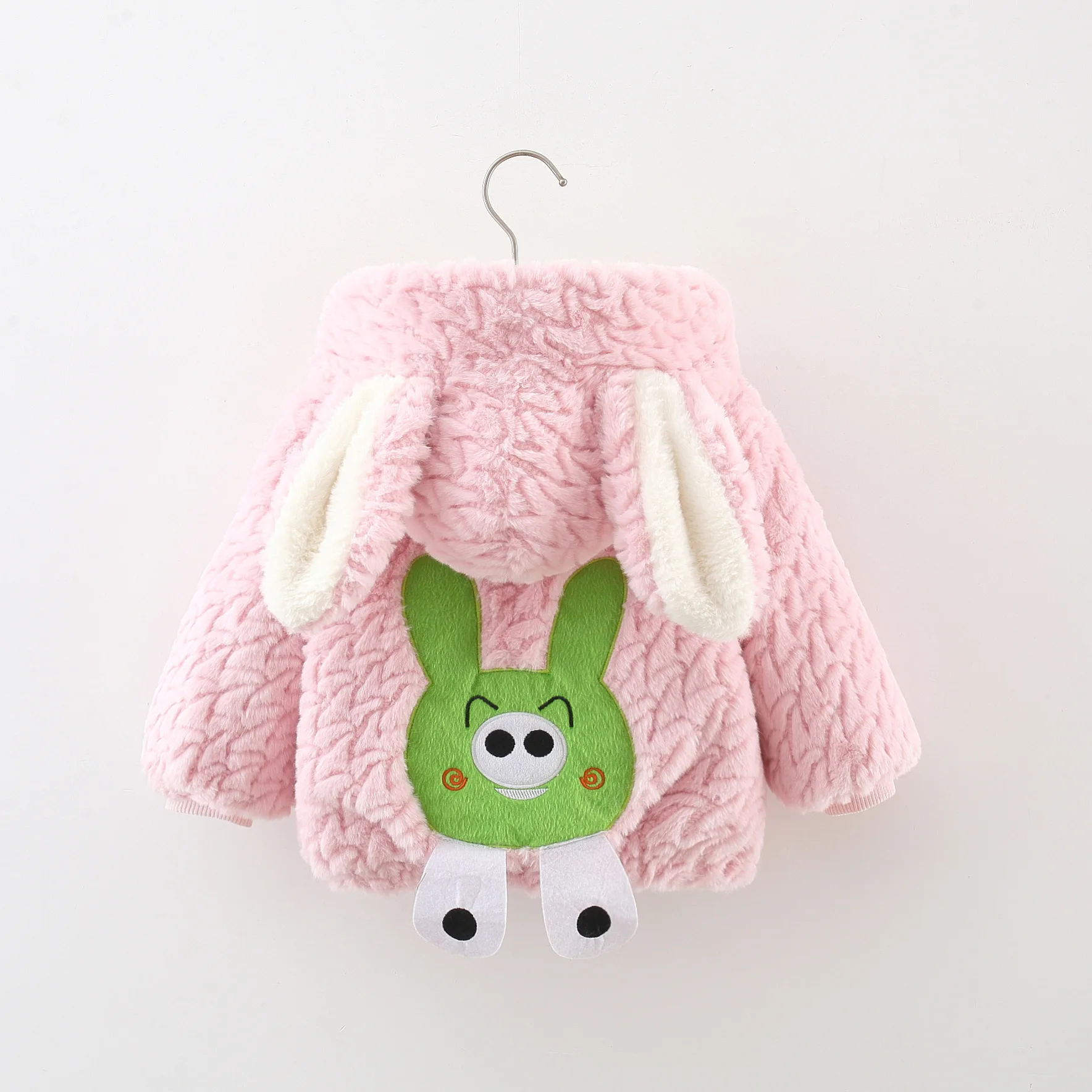 Winter 2024 New Pig Hair Jacket for Girls Rabbit Ears Plush Thickened Coat Kids Clothes