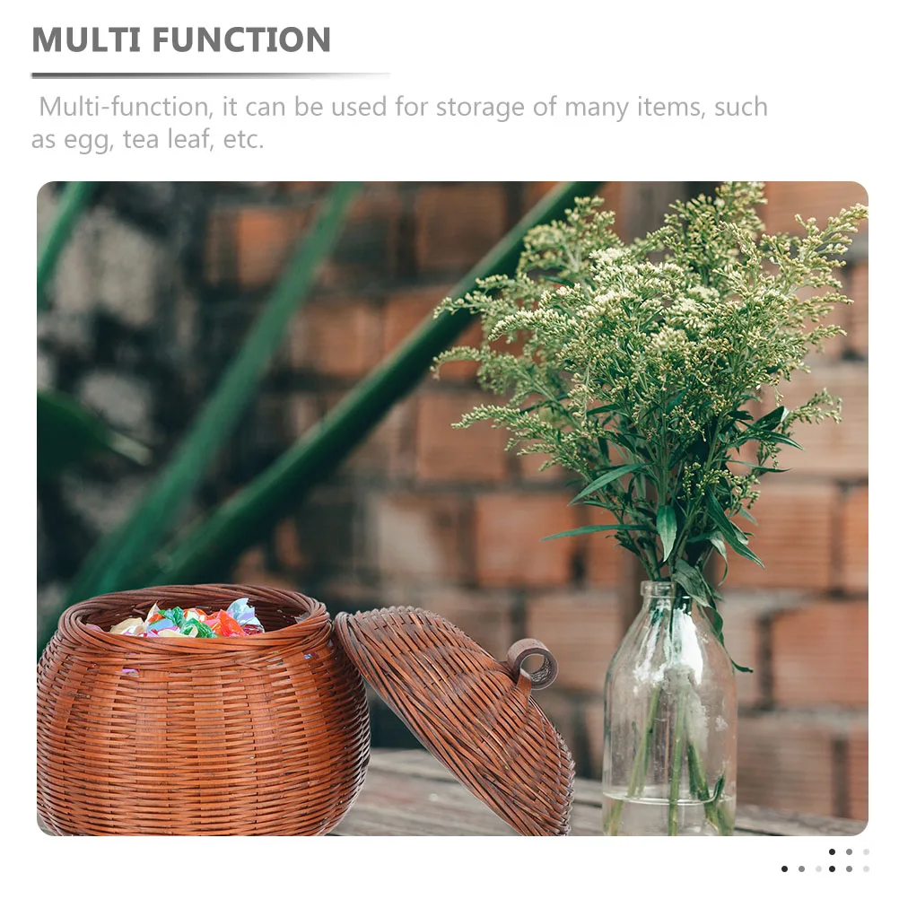 

Pumpkin Shaped Egg With Lid Storage Container Bamboo Multi-Function Fruit Basket Wear-Resistant Wooden Household Storage Basket