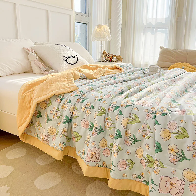 

Grade 7A Antibacterial Water Wash Cotton Summer Cool Quilt with Cartoon Printing and Soybean Fiber Air Conditioning Quilt 여름이불