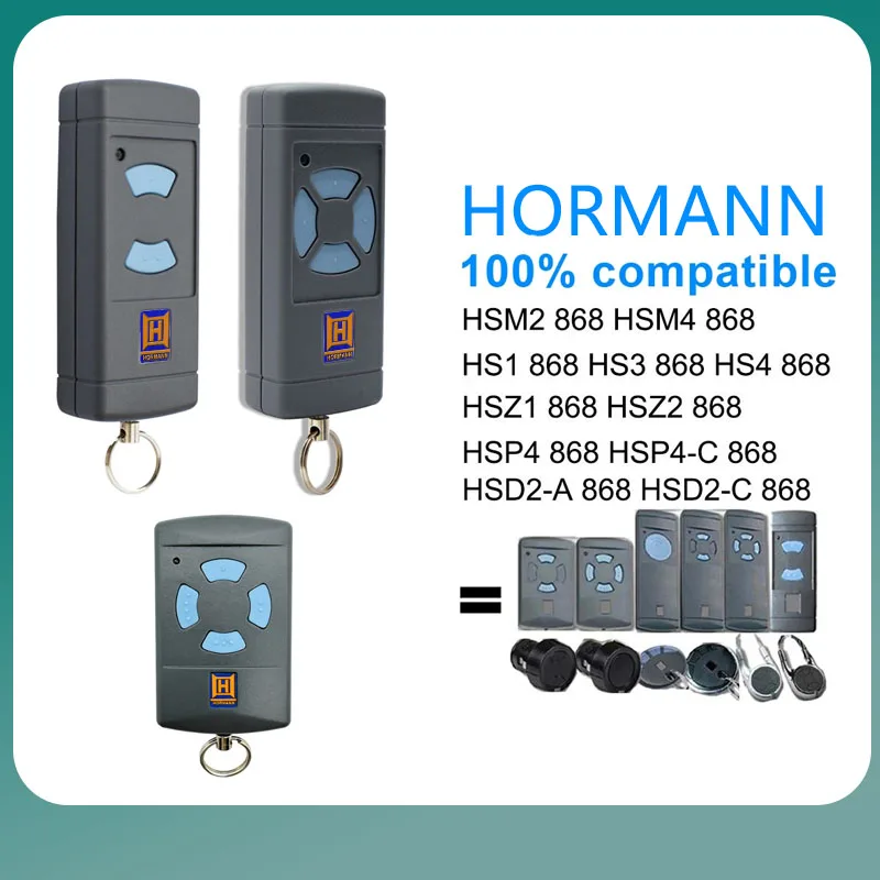 HORMANN HSE2 HSE4 868MHz Gate Door Remote Control Compatible With HSM2 HSM4 HS2 HS4 868 Blue Button Transmitter Garage Opener