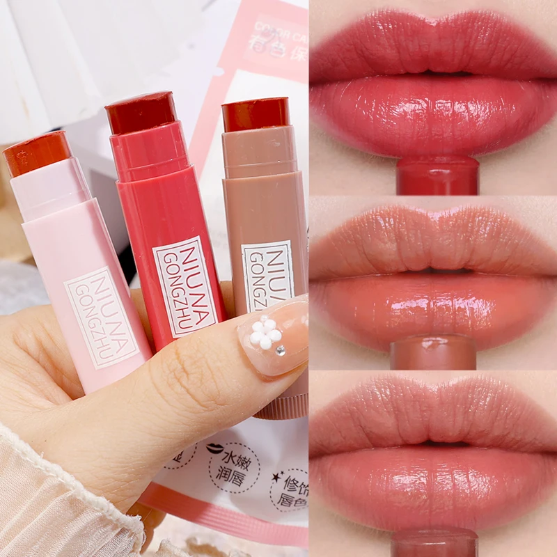 Watery Colored Lip Balm Makeup Waterproof Lasting Mirror Non Sticky Moisturizing Lipstick Lasting Peach Brown Red Lips Cosmetics