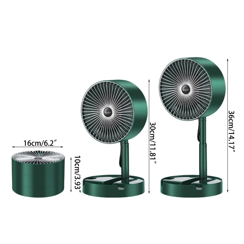 Chauffage soufflant électrique à hauteur réglable, chauffage pièce pliable avec 2 réglages vitesse