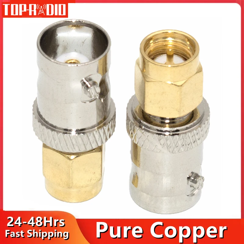 1PC BNC Female to SMA Male RF Coax Coaxial Adapter M/F Radio Antenna Connector Copper Brass