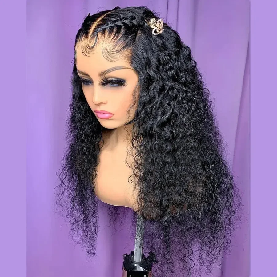 

Curly Black Soft Natural 26Inch 180Density Long Kinky Lace Front Wig For Women BabyHair Heat Resistant Glueless Preplucked Daily