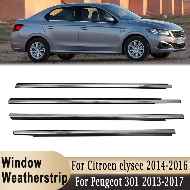 

Для Citroen elysee 2014-2016 уплотнитель для оконного стекла, внешние уплотнительные ленты, ремни черного/хромированного цвета для Peugeot 301 2013-2017
