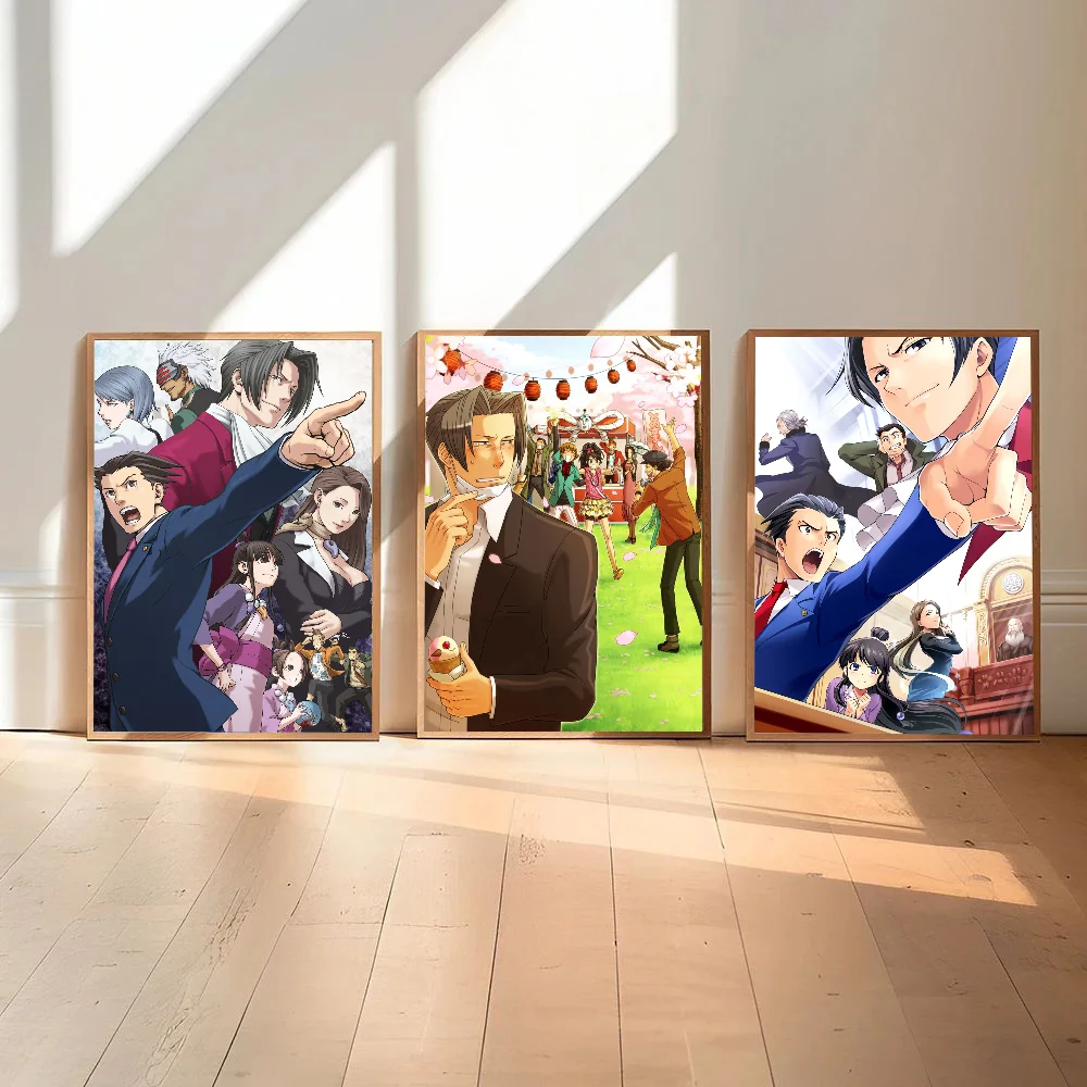 1pc Ace Attorney Anime Self-adhesive Art Poster Waterproof Paper Sticker Coffee House Bar Room Wall Decor