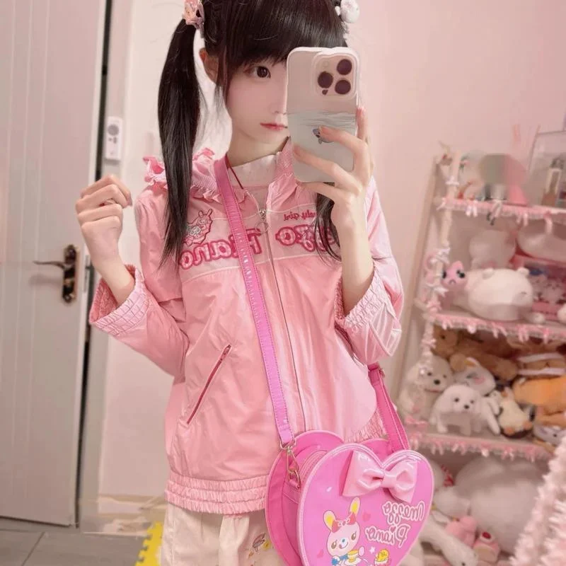 Bow MO Bunny Kawaii Pink Heart Tote Bag Print Replica Crossbody Backpacks Lolita Soft Girl Cosplay DDLG Outfit Accessory New