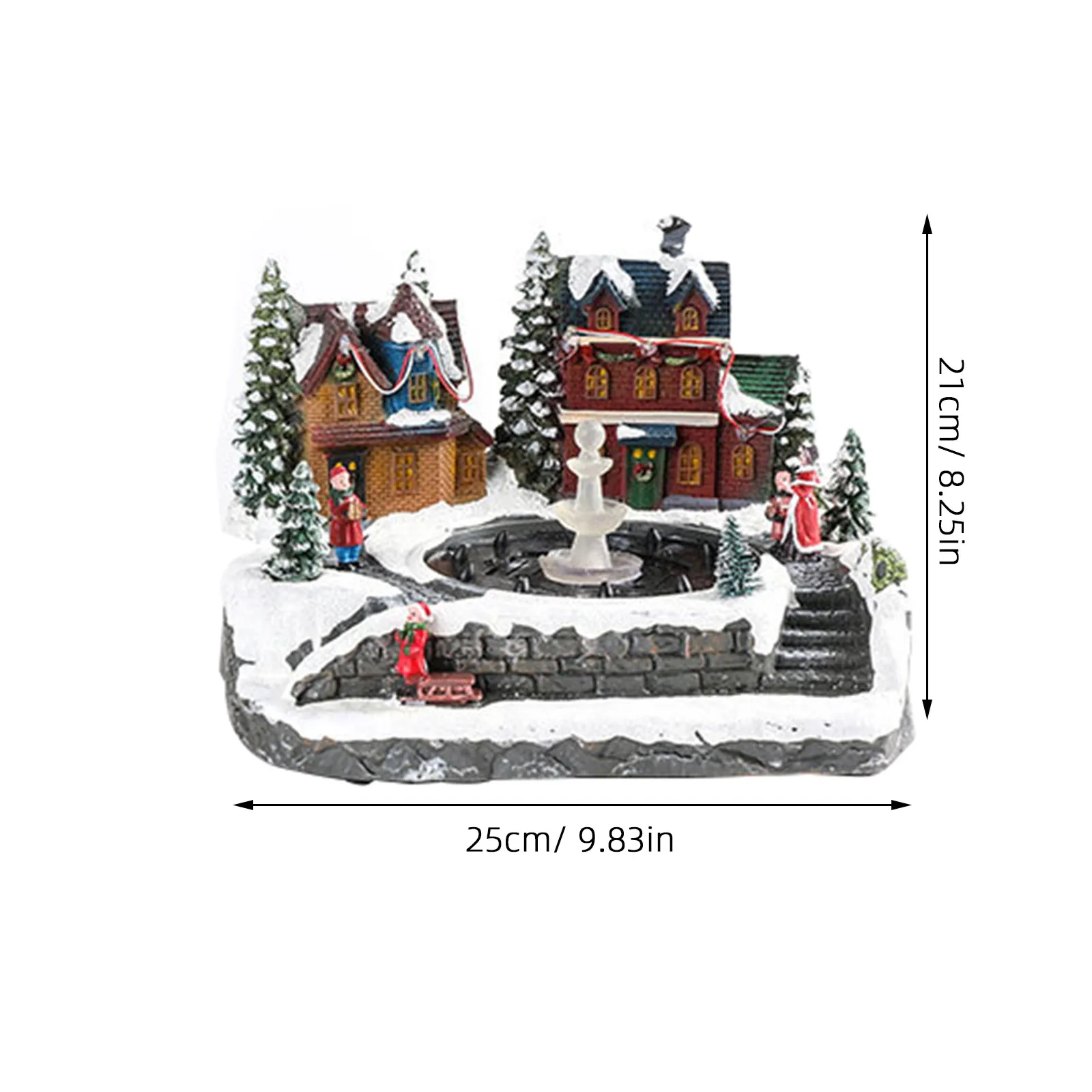 Christmas Village Animated Musical House Light Up Gingerbread House LED Lights Moving Train Fountain Xmas Tabletop Decoration