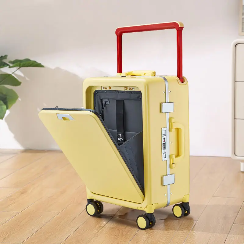 Travel Suicase Wide Pull Rod Rolling Luggage Free Shipping Unisex Carry on Luggage with Computer Pocket Business Boarding Box