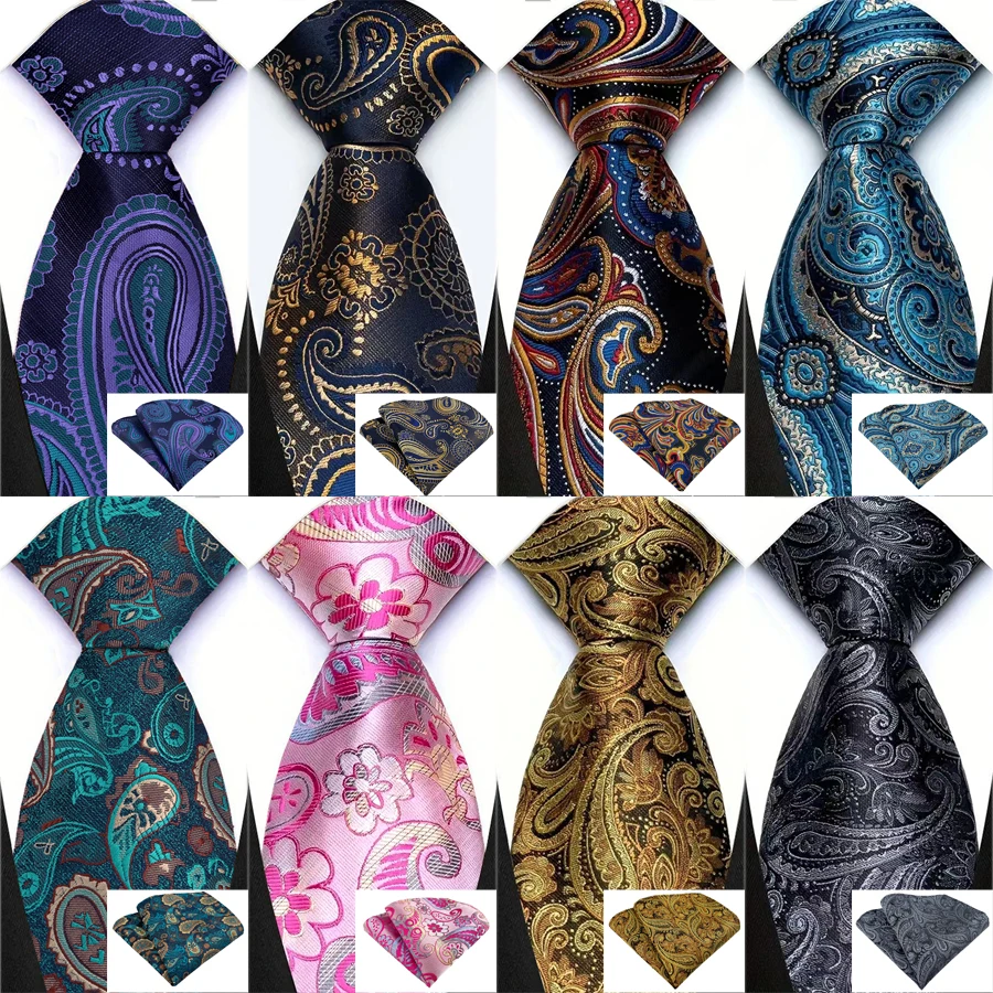 Herren Krawatten Set Luxus Paisley Floral Krawatten Business Formale Krawatte Einstecktuch Set Für Hochzeit Party Anzüge Zubehör
