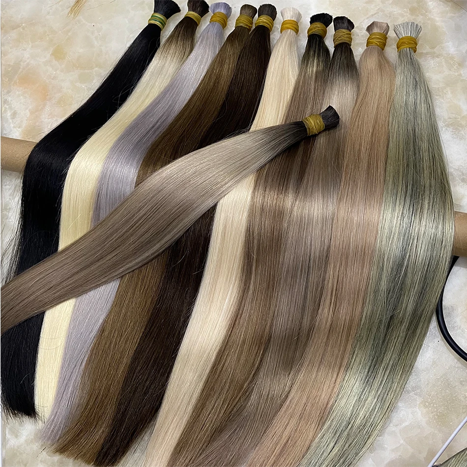 613 Striaght Human Hair No Weft 100% Virgin Bundles Highlight Original Bulk Extensions Russian Natural Unprocessed Blonde Braidi