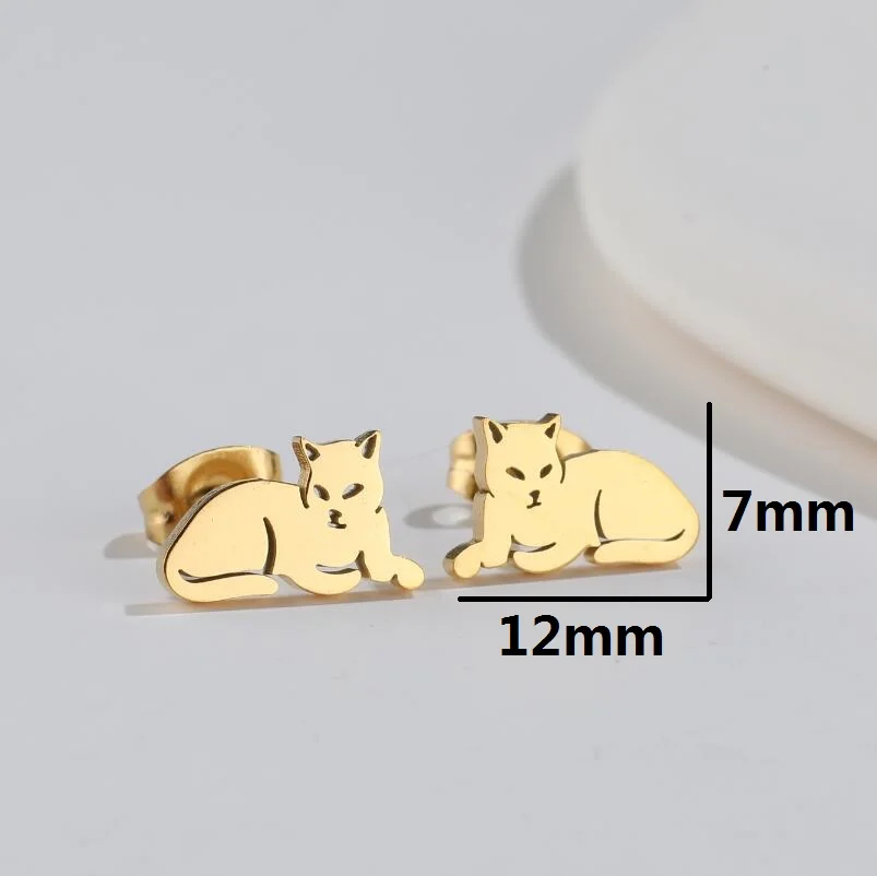 Cute Animal Cat Stud Earrings for Women