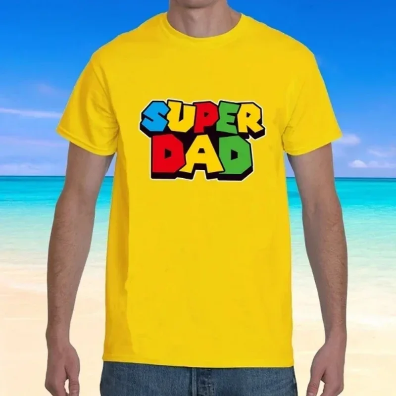 

3D Printed Super Dad T Shirt Summer Outdoor Daily Leisure Short Sleeve Top Round Neck Loose Men's Clothes Father's Day Gift Tees