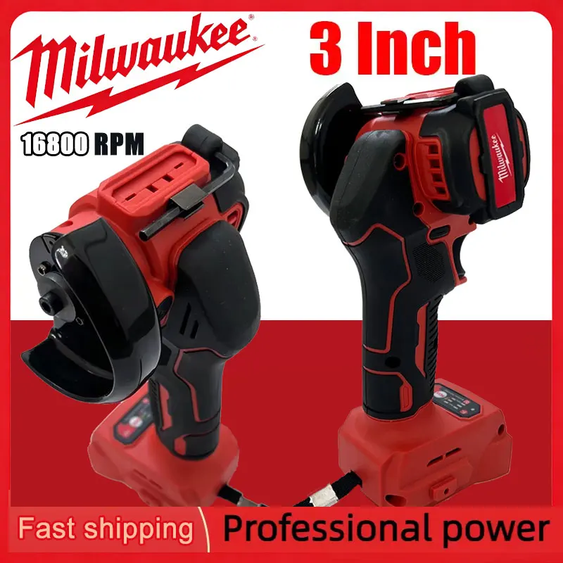 Milwaukee 18V Battery Cordless Angle Grinder 3 Inch Polishing Machine Mini Diamond Cutting Grinding Cut OFF Tools