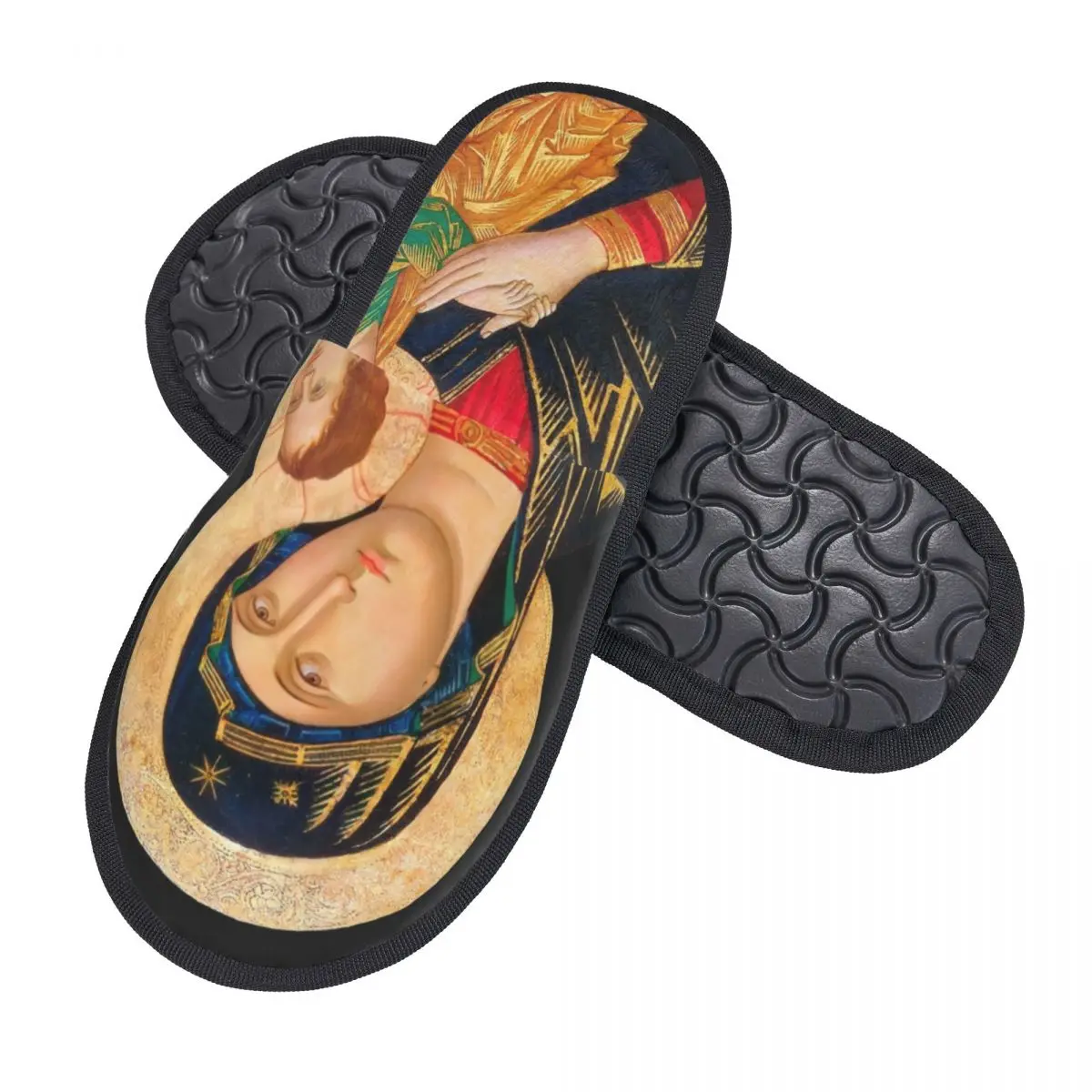 Custom Our Lady Of Perpetual Help Cozy Scuff With Memory Foam Slippers Women Catholic Virgin Mary Spa House Shoes