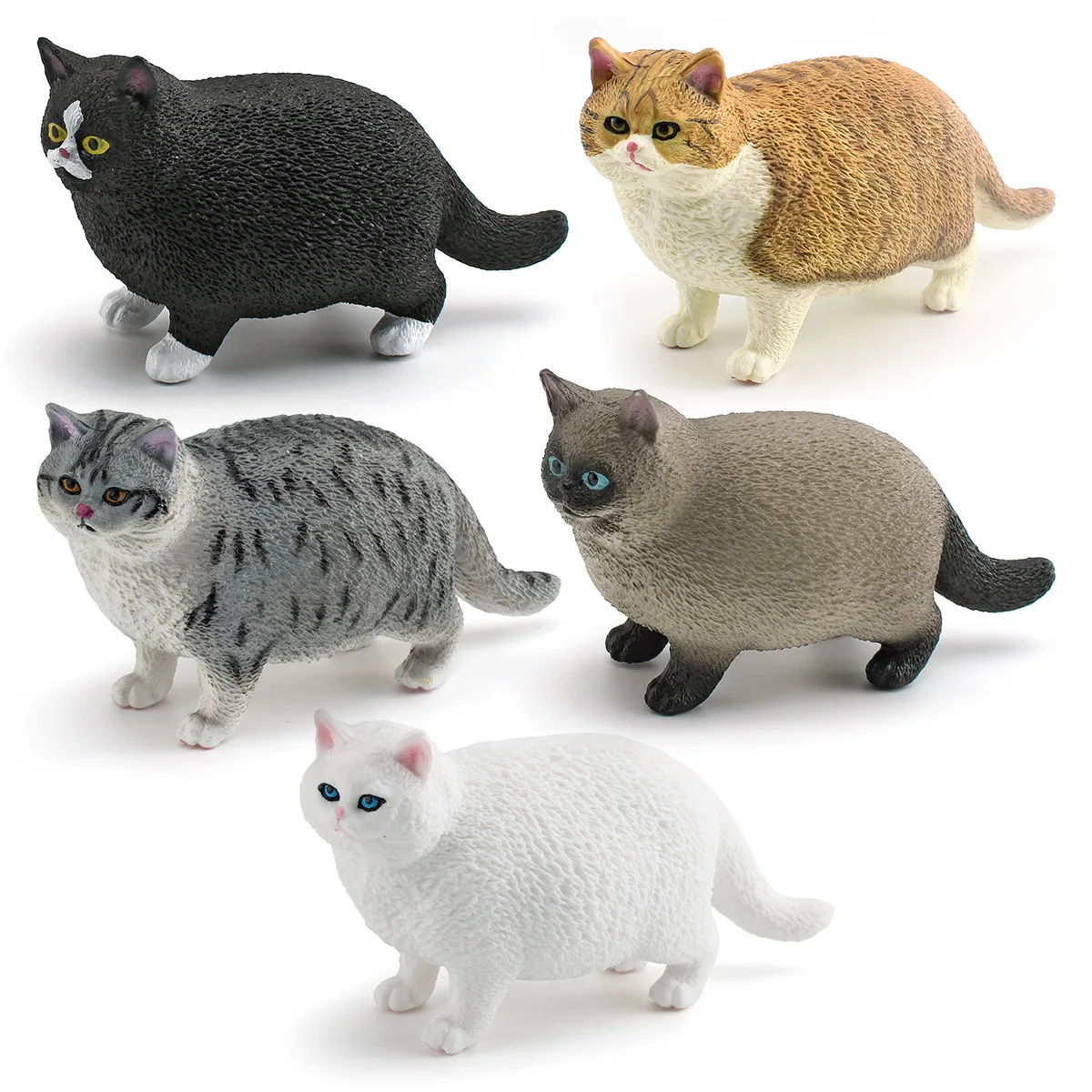 Simulation Animal Siamese Sphynx Ragdoll Black Cat Fat Cat Model Action Figure Figurine Cute Decoration Pet Kids Toy Gift