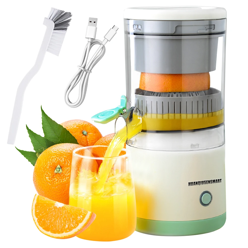 Electric juicer, fully automatic household portable juicer with USB charging and brush, suitable for lemon, grape, watermelon