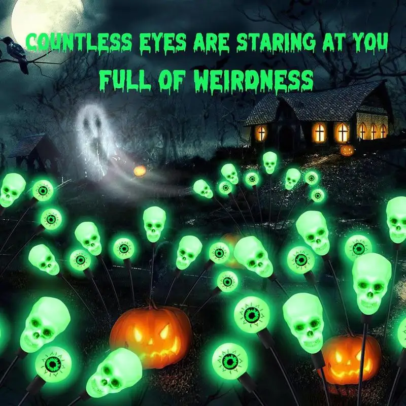 Swaying Fairy Lights 2X Eyeball Skull Swaying Garden Lights For Halloween Swaying In The Wind Lighting Decor Pathway Landscape