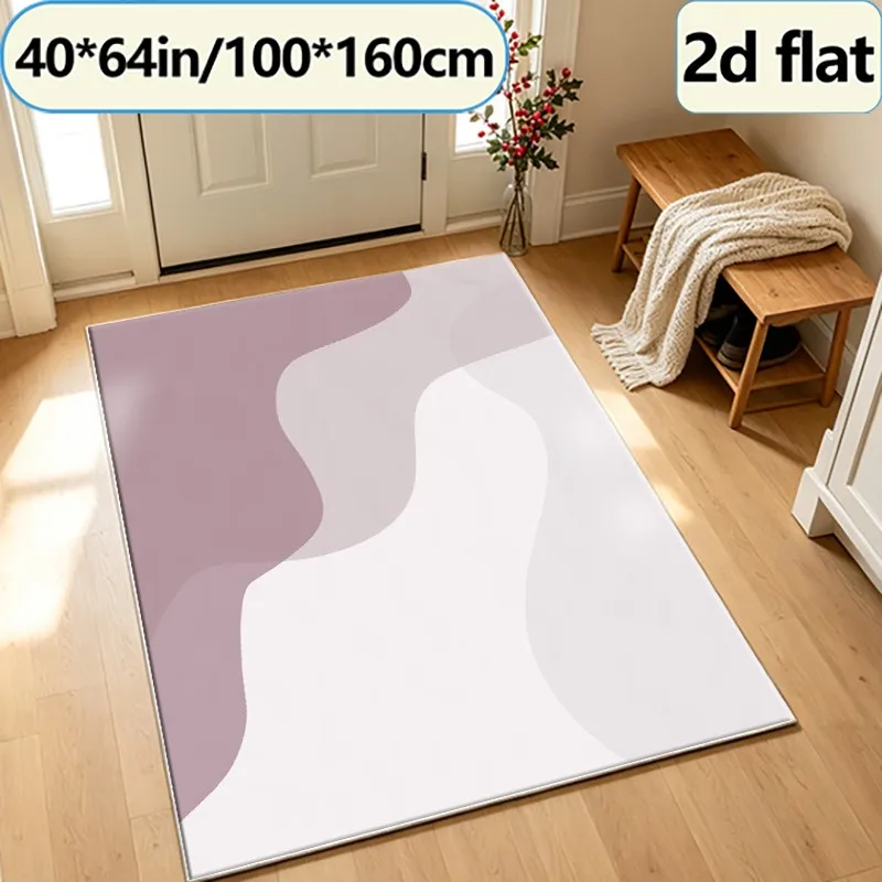 Gray Violet Soft Abstract Wave Carpet, Aesthetically Pleasing and Simple Rug, Suitable for Living Room, Bedroom, and Indoor Home Art Decoration