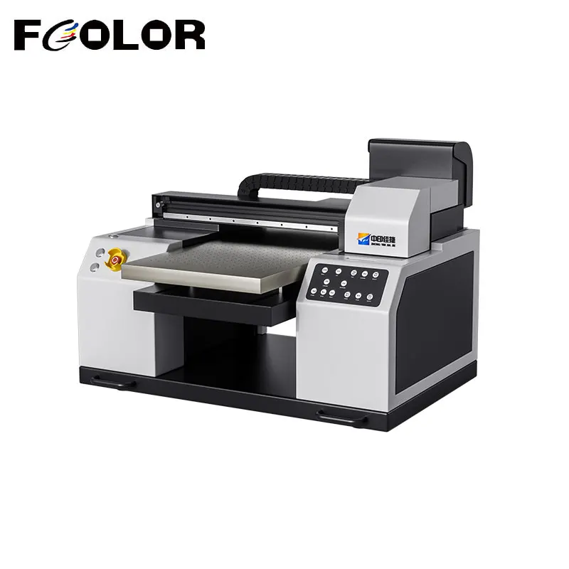 Fcolor macchina UV Flatbed digitale Desktop di alta qualità Epson XP600 stampante Flatbed UV per bottiglia cassa del telefono vetro metallo, legno