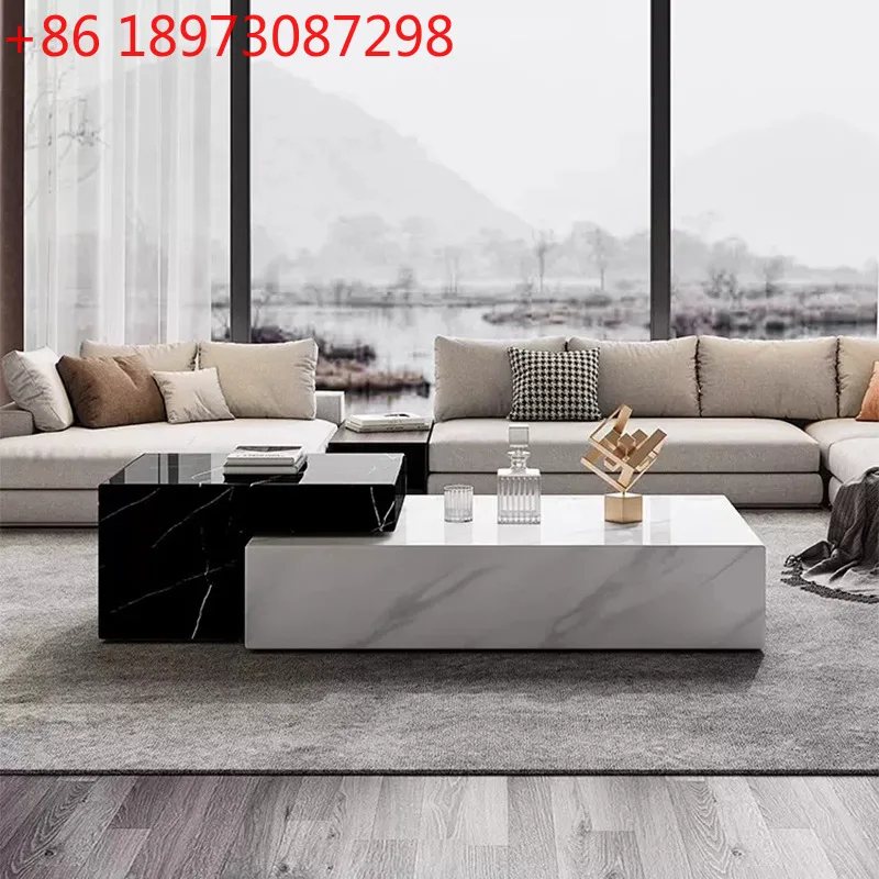 

Italian minimalist marble coffee table light luxury modern simple rectangle