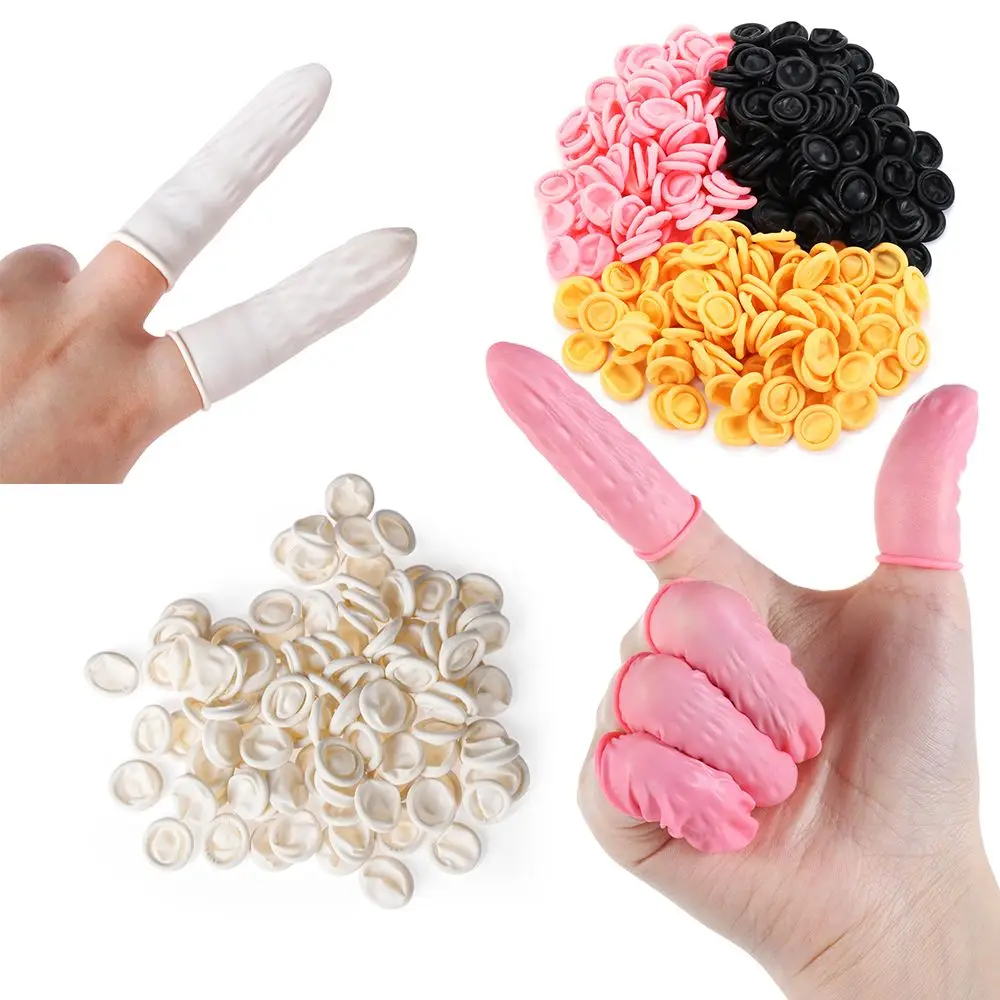 100Pcs Disposable Fingertips Protector Gloves Natural Rubber Latex Non-slip Anti-static Finger Cover Workplace Safety Supplies