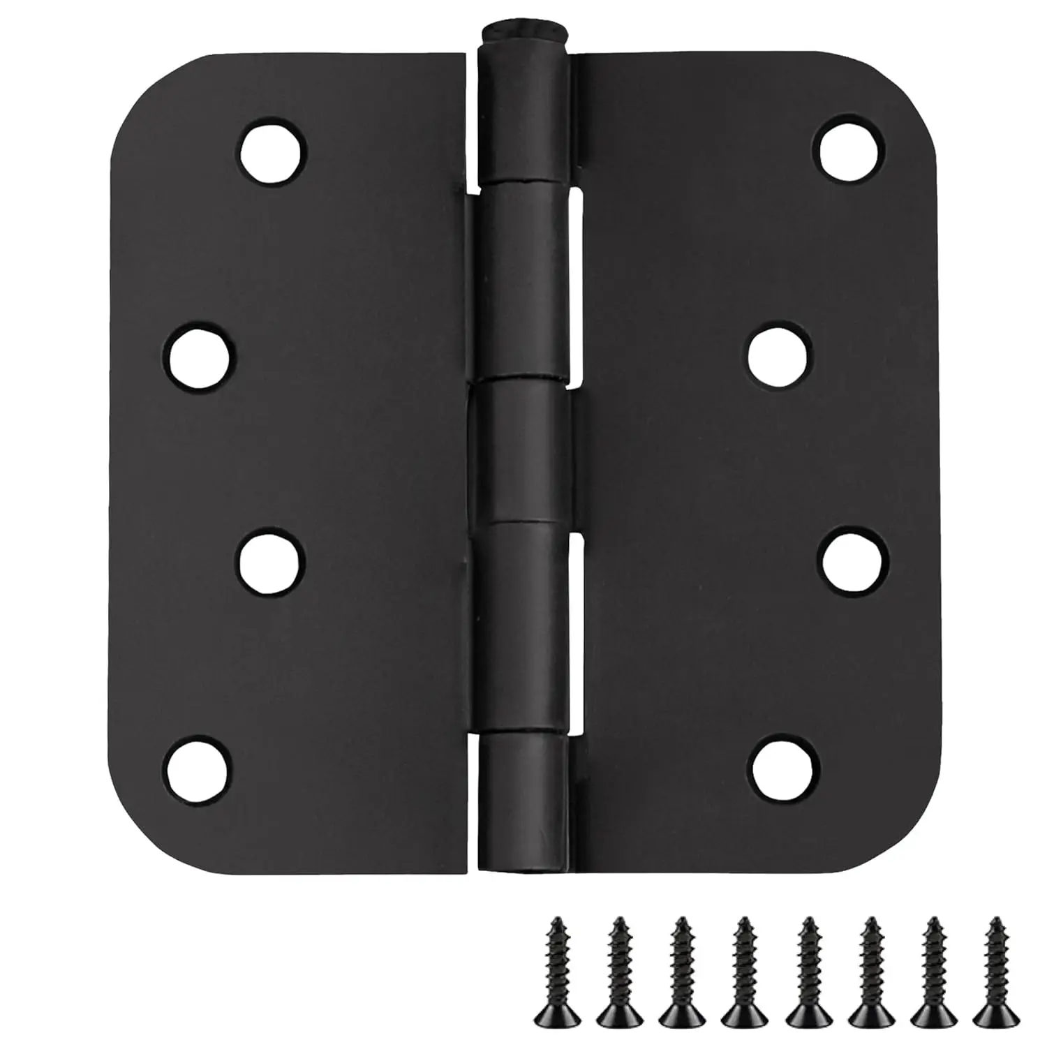 Door Hinges for Interior Doors 9-Pack 4-inch x 4-inch – Rounded 5/8-inch Radius Steel Door Hinge – Matte Black