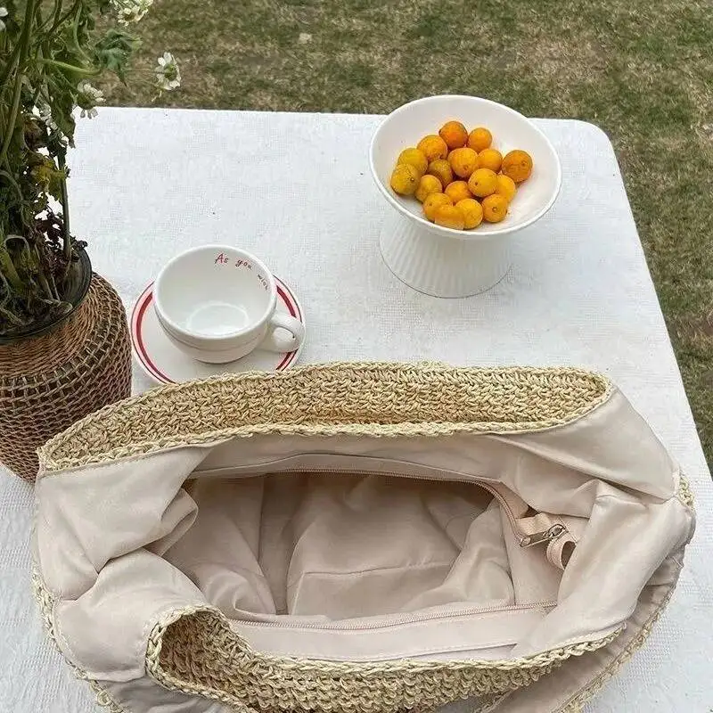 Bloom Beach Vacation Woven Shoulder Bags Purse Women Summer Large Capacity Tote Bag Female Holiday Haruku Straw Handbag 2025
