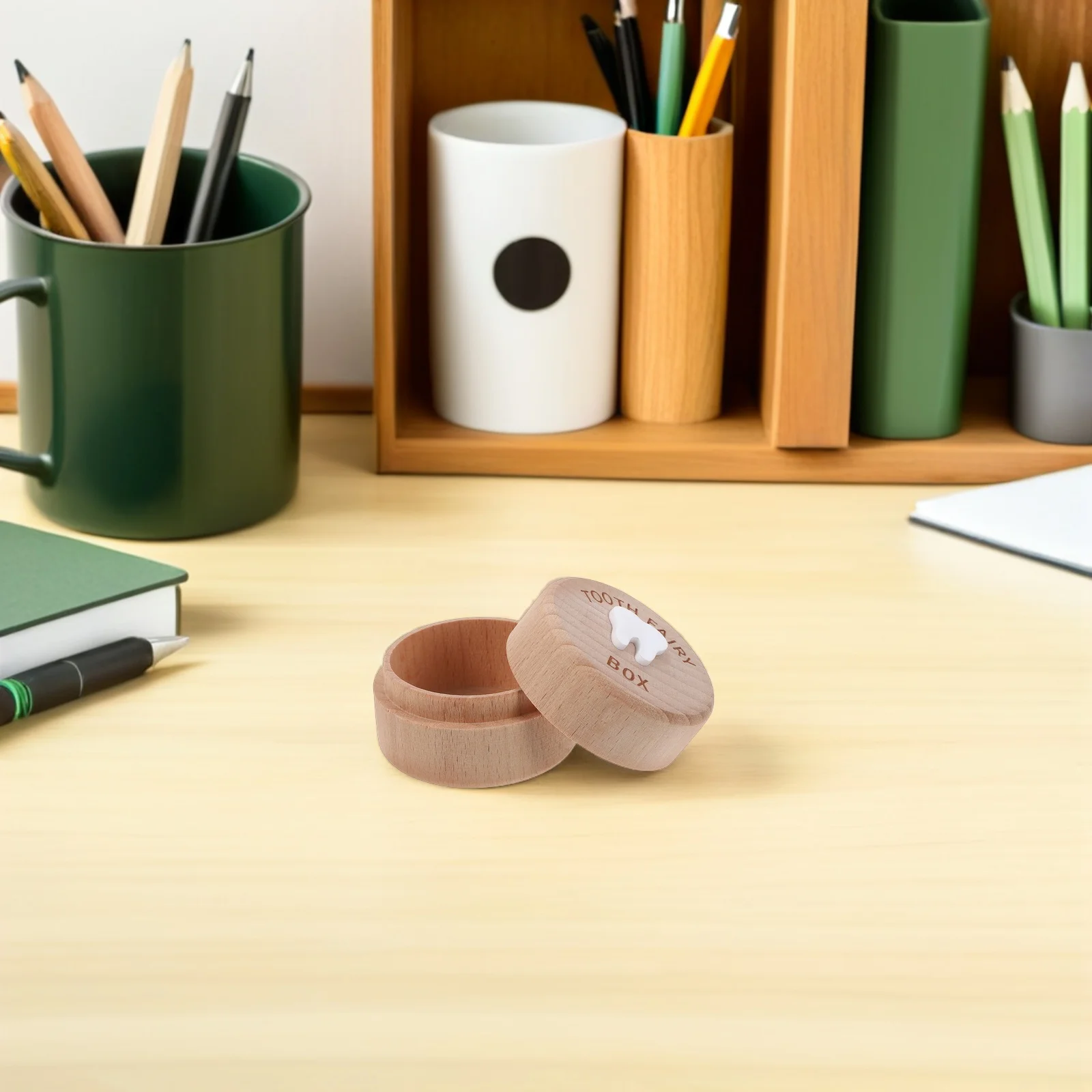 2 قطعة صندوق الجنية الخشبي للأطفال المفقودة حامل أسنان الطفل تذكار تخزين أول حاوية جمع الأسنان-علبة أسنان الحليب ل