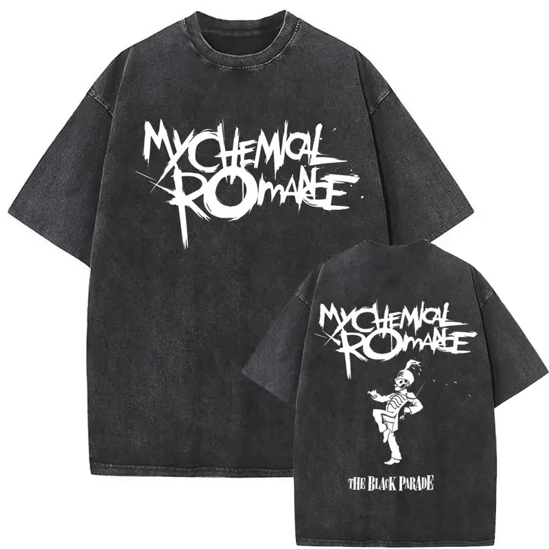 Washed Vintage Rocker My Chemical Romance The Black Parade Album Graphic T-shirt Men Women Punk Emo Rock Music Oversized T Shirt