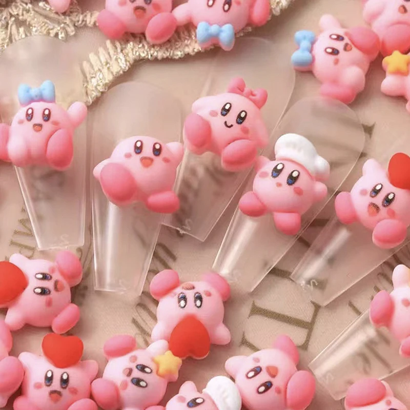 10ชิ้นน่ารักมินิสีชมพูการ์ตูนเสน่ห์เล็บ3D เรซิ่น Kawaii เครื่องประดับ DIY เครื่องประดับทำเล็บตกแต่งอุปกรณ์ตกแต่ง