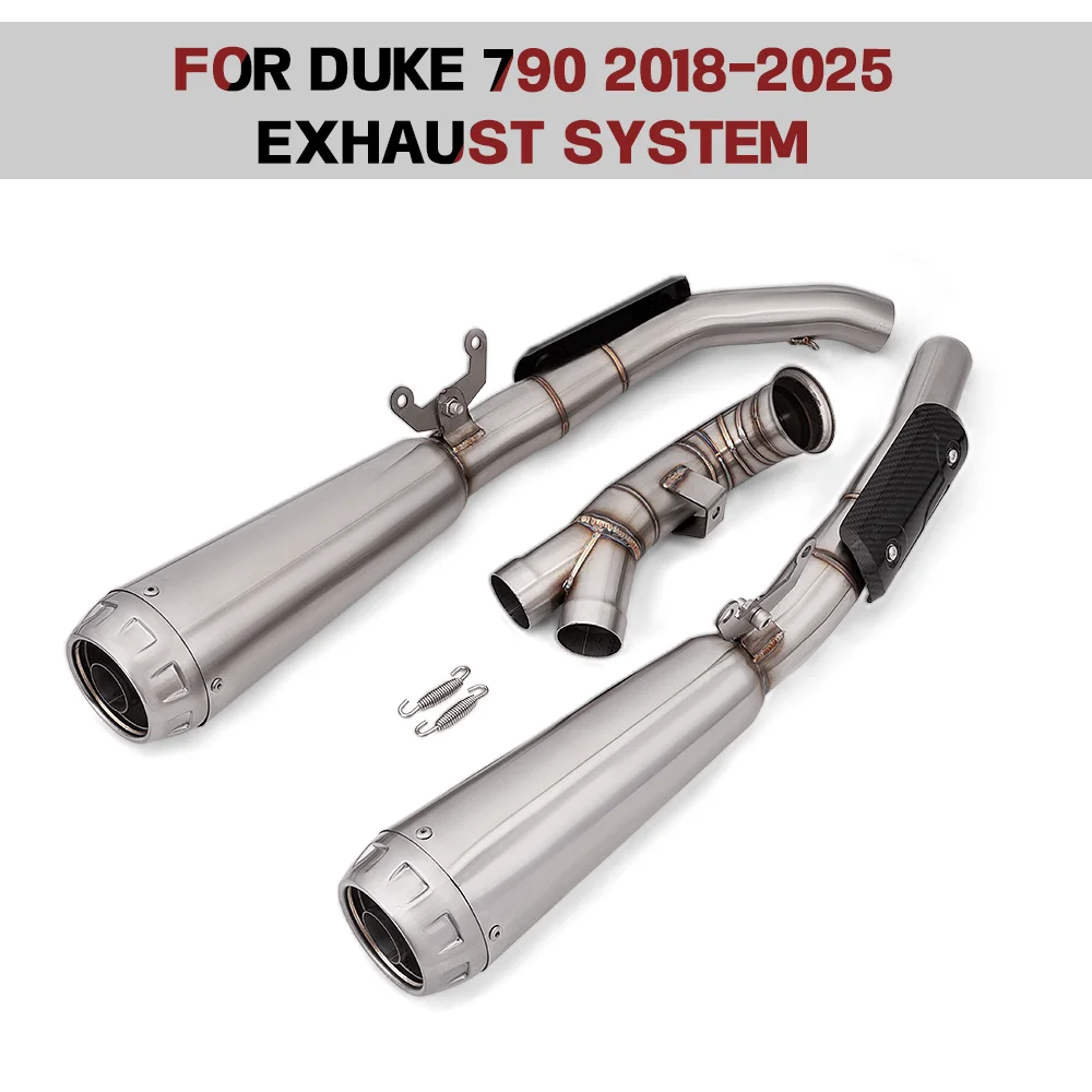 Stainless Steel Dual Outlet Mid Tail Slip On Exhaust Replacement Pipe Motorcycle Exhaust System For KTM DUKE 790 2018-2025