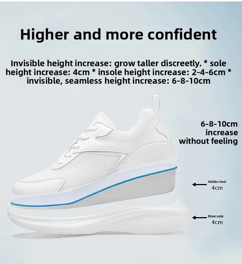 Herren Mode Höhenerhöhende Sneaker Atmungsaktives Mesh Höhenerhöhende Schuhe Mikrofaser-Sohle Bequeme Outdoor-Wanderschuhe – Detail 3