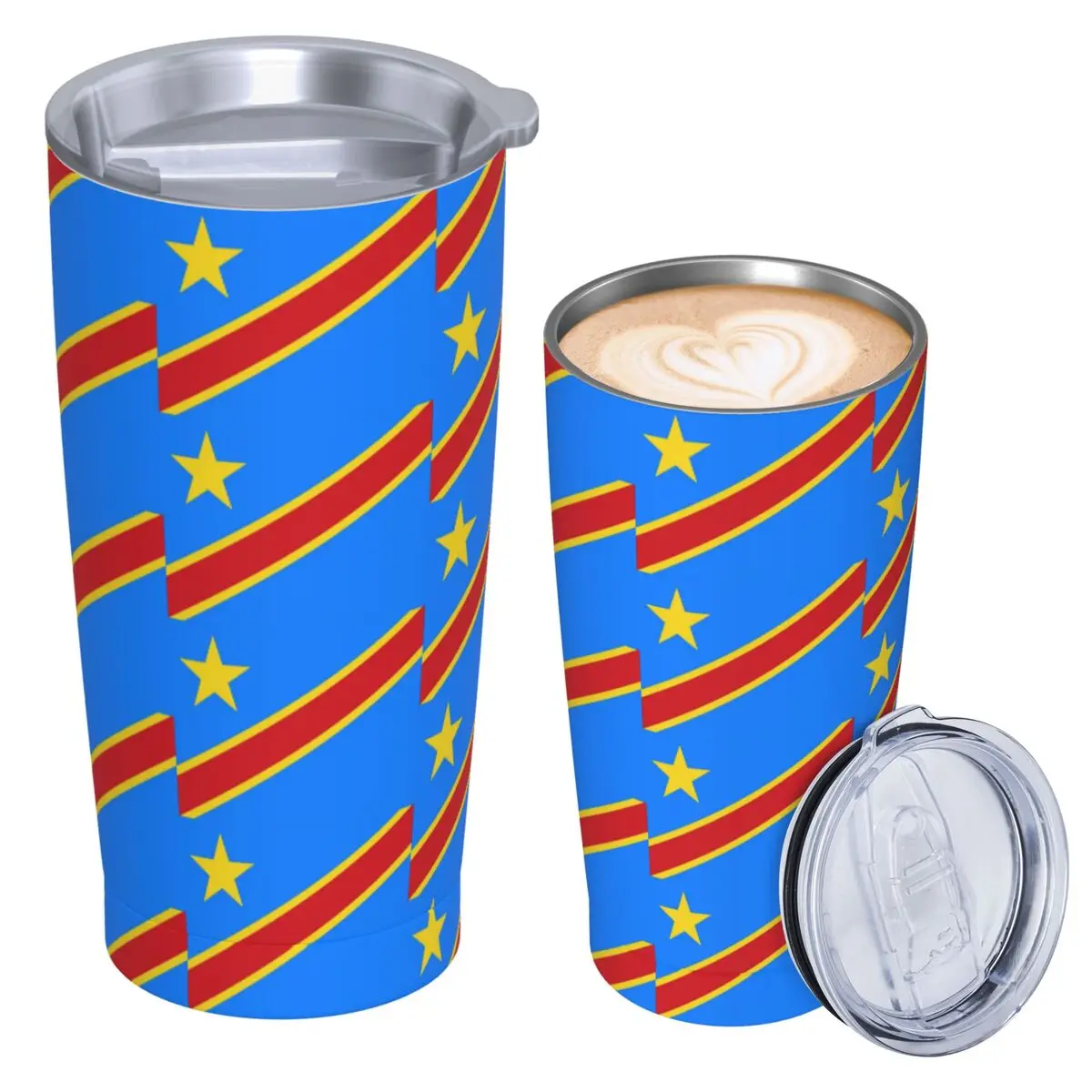 National Flag Democratic Republic Of The Congo Stainless Steel Tumbler Vacuum Insulated Mug Thermal Cold Cup Straw With Lid 20oz