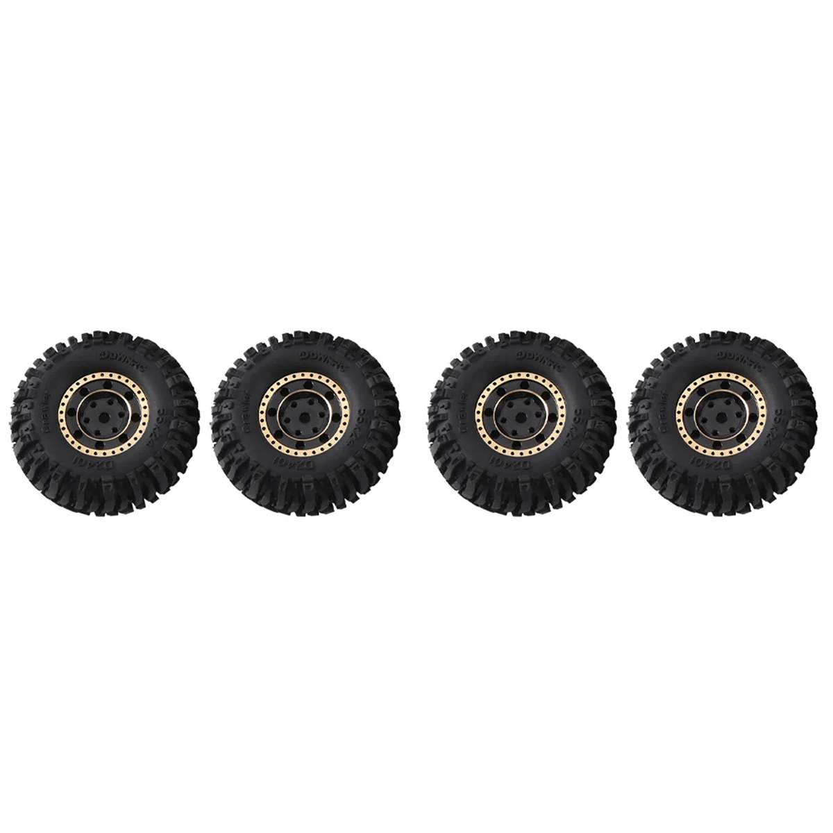 4Pcs 55X22Mm 1.0 Brass Wheel Rim Rubber Tire for 1/18 1/24 RC Crawler Car Axial SCX24 AX24 TRX4M FMS FCX24 Upgrade Parts