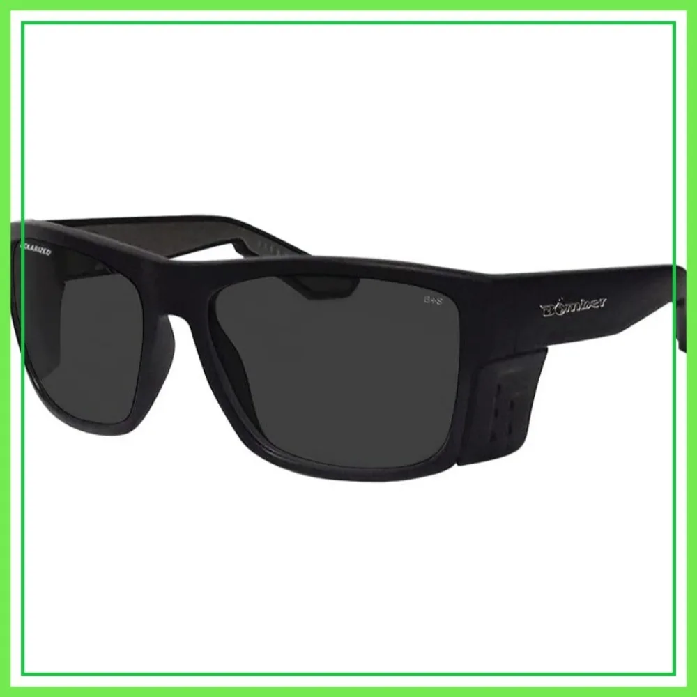 

Polarized Safety Glasses for Men Women, Smoked Lens, Matte Black Frame, Non-Slip Foam Lining, Removable Side Shields, Z87+