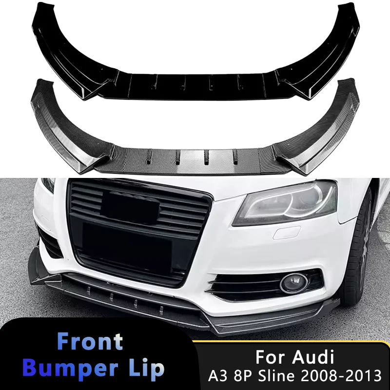 

For Audi A3 8P S-Line Facelift 2008-2013 S3 Car Front Bumper Lip Glossy Black ABS Splitter Spoiler Trim Body Kits Racing Style