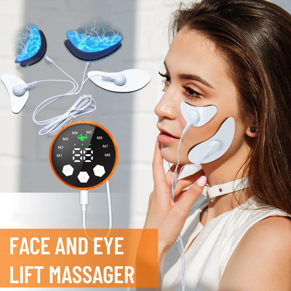 Professional EMS Microcurrent Facial Massager High-Frequency Therapy - Reusable Electrode Pads for Home Beauty