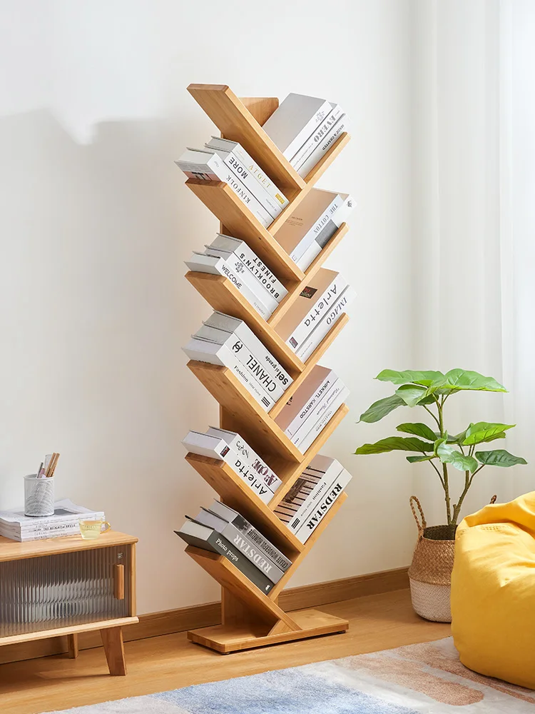 

Tree-shaped bookshelf shelf floor-to-ceiling wall creative small storage rack simple small bookcase living room storage rack hou