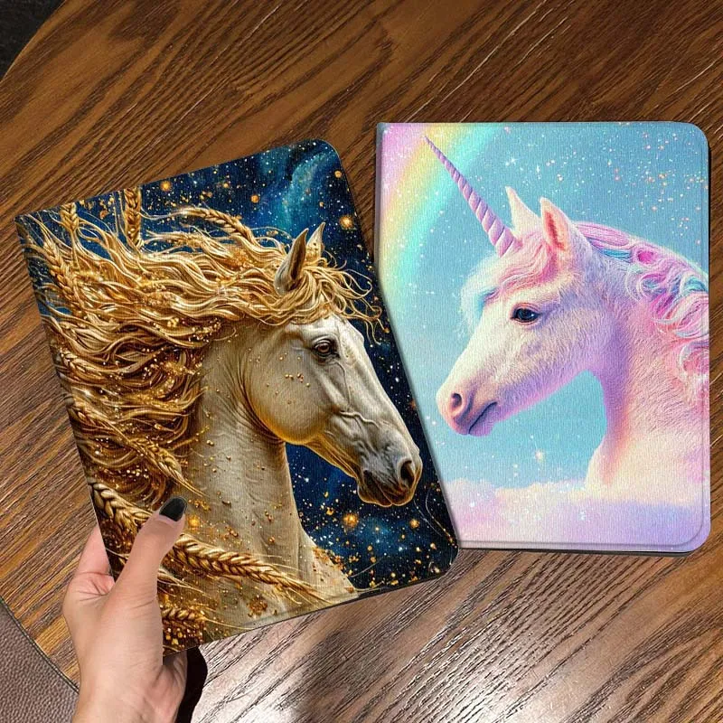 

Color Art Horse Cool Gift For iPad Pro Air Mini 2 3 4 5 6 7 6th 7th 10th 11th 10.2 9.7 10.5 11 Foldable Tablet Case