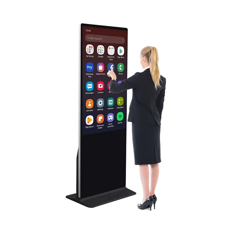 

65-inch 4K floor standing digital signage display, touchscreen advertising display screen