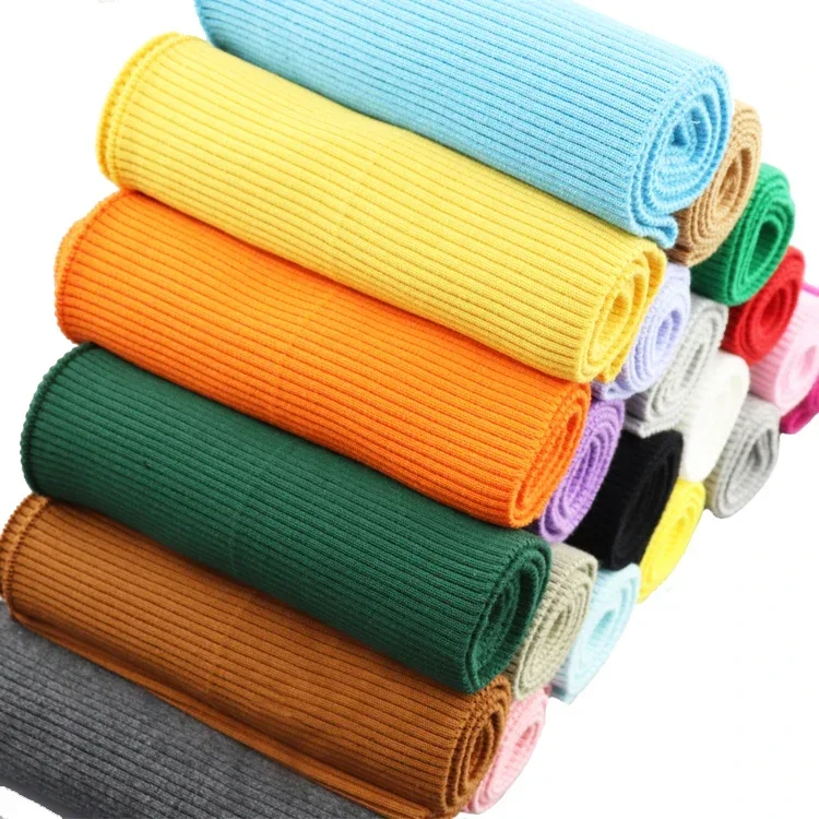 

15*80CM Stretch Knitted rib Cotton Fabric Down Jackets Neckline Bottom elastic collar cuffs Trim For Clothing Accessories fabric