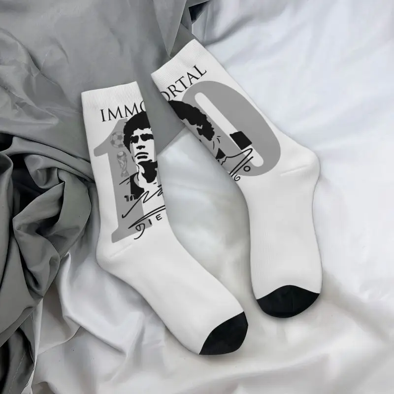 Argentina Soccer Legend Soccer D10s Diego Maradona Men Women Crew Socks Unisex Cute 3D Print Dress Socks