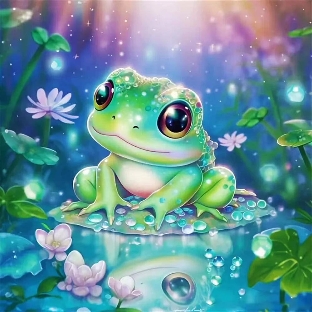 Nouvelle Arrivée Kit de Peinture par Numéros sur Toile Non Encadrée, Motif Grenouille, Artisanat DIY pour Décoration Murale