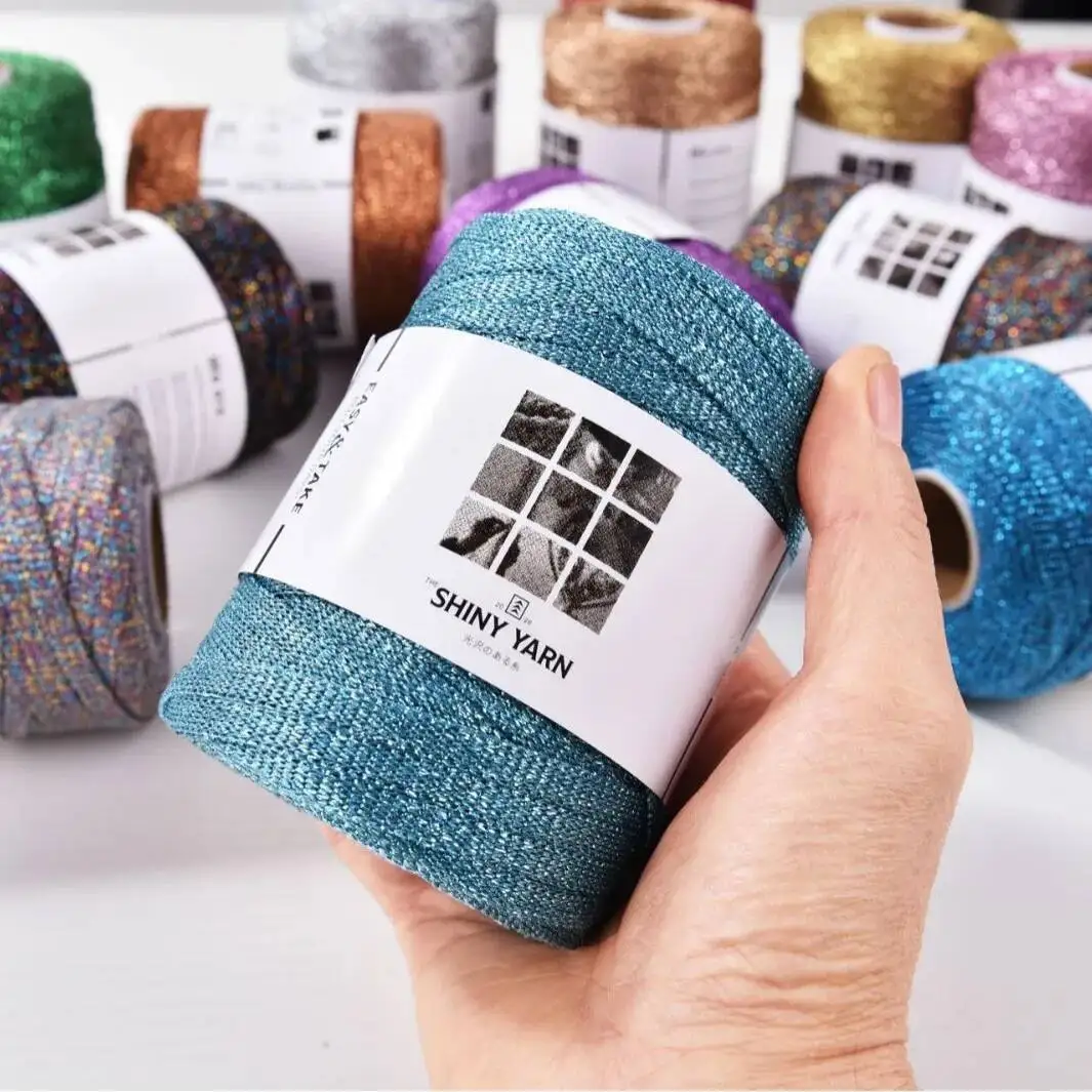 6mm Soft Polyester Knitting Yarn 150g  Hand Crochet Yarn Gold Wire Raffia Rope DIY Handcraft Crochet Yarn