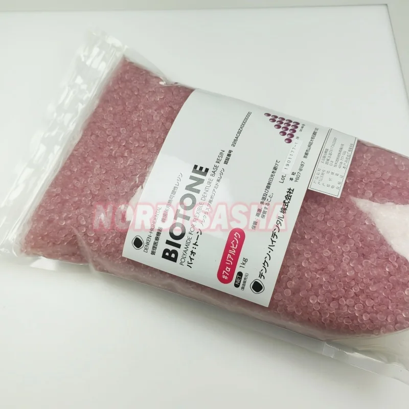 1kg/Bag Pink Japan KDF Invisible Denture AdhesiveDental Biotone Polyamide  FLexibLe Elastic Denture Base Resin Injection Plastic